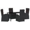 Ensemble de salle à manger pour jardin 5 pcs Noir polyrotin 613948613948