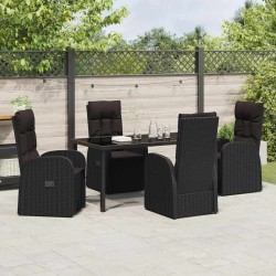 Ensemble de salle à manger pour jardin 5 pcs Noir polyrotin 613948613948