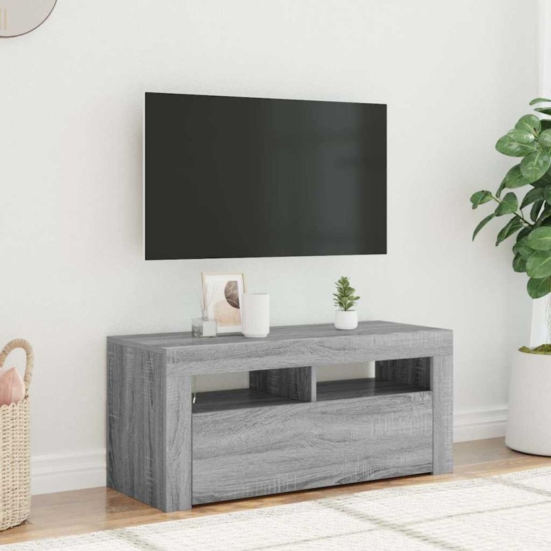 Meuble TV avec lumières LED Sonoma gris 90x35x40 cm 613949613949