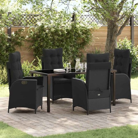 Ensemble de salle à manger pour jardin 5 pcs Noir polyrotin 613951613951