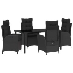 Ensemble de salle à manger pour jardin 5 pcs Noir polyrotin 613951613951