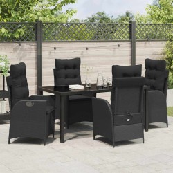 Ensemble de salle à manger pour jardin 5 pcs Noir polyrotin 613951613951