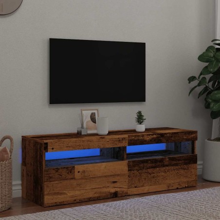 Meuble TV avec lumières LED vieux bois bois d'ingénierie 613952613952