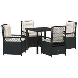 Ensemble de salle à manger pour jardin 5 pcs Noir polyrotin 613954613954