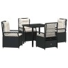 Ensemble de salle à manger pour jardin 5 pcs Noir polyrotin 613954613954