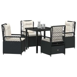 Ensemble de salle à manger pour jardin 5 pcs Noir polyrotin 613954613954