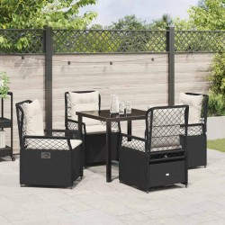 Ensemble de salle à manger pour jardin 5 pcs Noir polyrotin 613954613954
