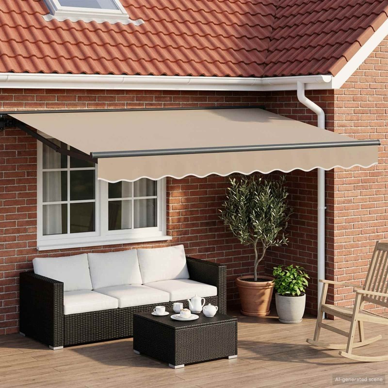 Auvent rétractable électrique Beige et Anthracite 3,5 x 2,5 m 613962613962