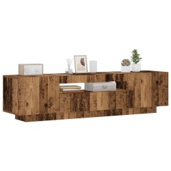 Meuble TV avec lumières LED vieux bois bois d'ingénierie 613965613965