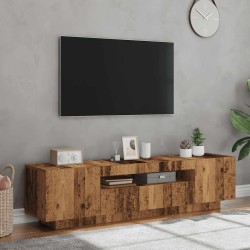 Meuble TV avec lumières LED vieux bois bois d'ingénierie 613965613965