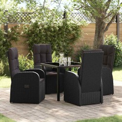 Ensemble de salle à manger pour jardin 5 pcs Noir polyrotin 613968613968
