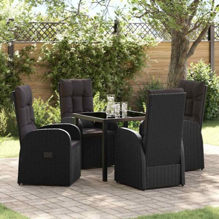 Ensemble de salle à manger pour jardin 5 pcs Noir polyrotin 613968613968