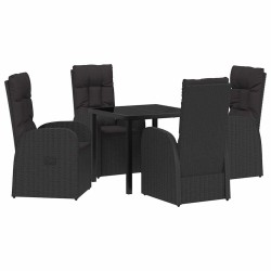 Ensemble de salle à manger pour jardin 5 pcs Noir polyrotin 613968613968