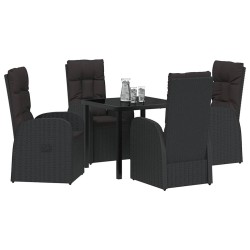 Ensemble de salle à manger pour jardin 5 pcs Noir polyrotin 613968613968