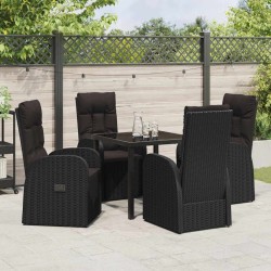 Ensemble de salle à manger pour jardin 5 pcs Noir polyrotin 613968613968