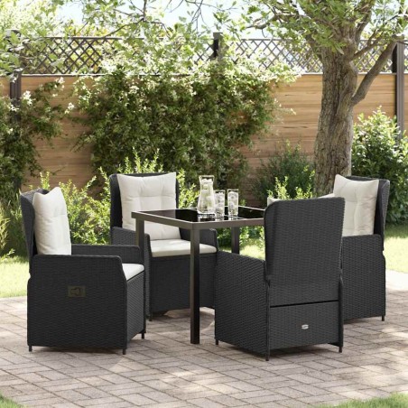 Ensemble de salle à manger pour jardin 5 pcs Noir polyrotin 613969613969