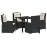 Ensemble de salle à manger pour jardin 5 pcs Noir polyrotin 613969613969