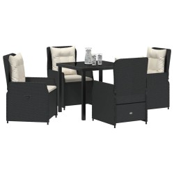 Ensemble de salle à manger pour jardin 5 pcs Noir polyrotin 613969613969