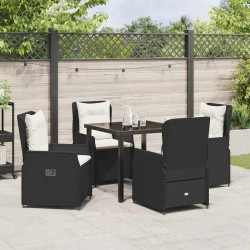 Ensemble de salle à manger pour jardin 5 pcs Noir polyrotin 613969613969