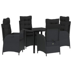 Ensemble de salle à manger pour jardin 5 pcs Noir polyrotin 613970613970