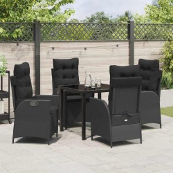 Ensemble de salle à manger pour jardin 5 pcs Noir polyrotin 613970613970