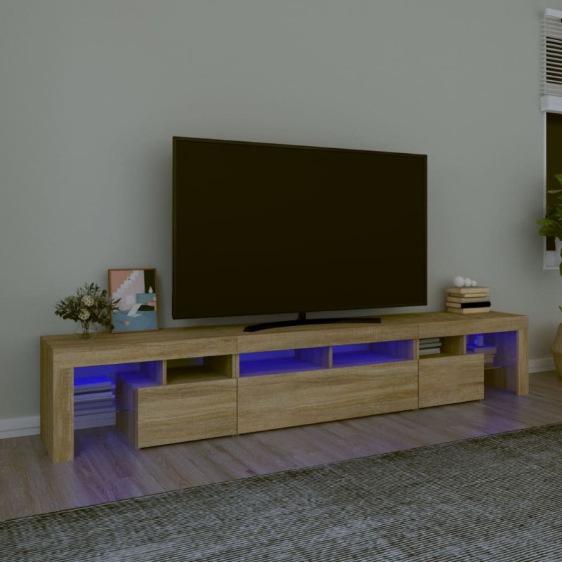 Meuble TV avec lumières LED Chêne sonoma 230x36,5x40 cm 613977613977