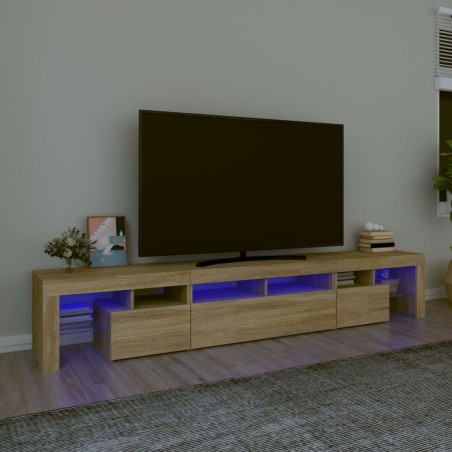 Meuble TV avec lumières LED Chêne sonoma 230x36,5x40 cm 613977613977