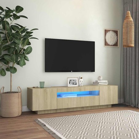 Meuble TV avec lumières LED Chêne sonoma 160x35x40 cm 613978613978