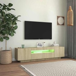 Meuble TV avec lumières LED Chêne sonoma 160x35x40 cm 613978613978