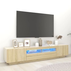 Meuble TV avec lumières LED Chêne sonoma 200x35x40 cm 613979613979