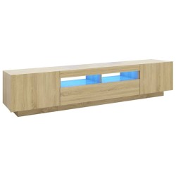 Meuble TV avec lumières LED Chêne sonoma 200x35x40 cm 613979613979