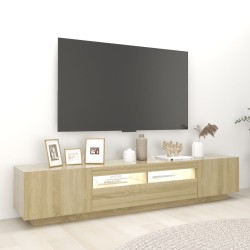 Meuble TV avec lumières LED Chêne sonoma 200x35x40 cm 613979613979