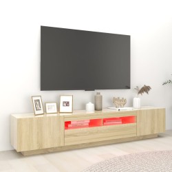 Meuble TV avec lumières LED Chêne sonoma 200x35x40 cm 613979613979