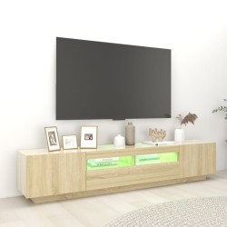 Meuble TV avec lumières LED Chêne sonoma 200x35x40 cm 613979613979