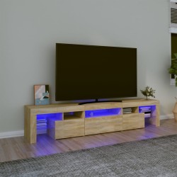 Meuble TV avec lumières LED Chêne sonoma 200x36,5x40 cm 613980613980