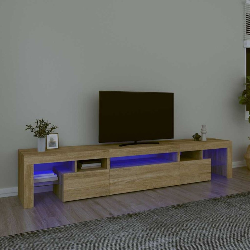 Meuble TV avec lumières LED Chêne sonoma 215x36,5x40 cm 613981613981