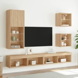 Meuble TV avec lumières LED chêne sonoma 40,5x30x102 cm 613984613984