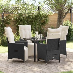 Ensemble de salle à manger pour jardin 5 pcs Noir polyrotin 613986613986