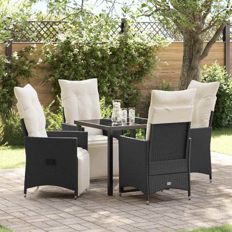 Ensemble de salle à manger pour jardin 5 pcs Noir polyrotin 613986613986