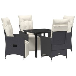 Ensemble de salle à manger pour jardin 5 pcs Noir polyrotin 613986613986