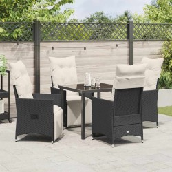 Ensemble de salle à manger pour jardin 5 pcs Noir polyrotin 613986613986