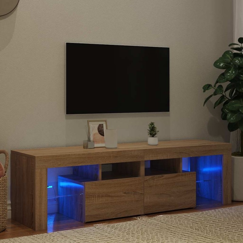 Meuble TV avec lumières LED Chêne sonoma 140x36,5x40 cm 613989613989