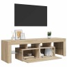 Meuble TV avec lumières LED Chêne sonoma 140x36,5x40 cm 613989613989