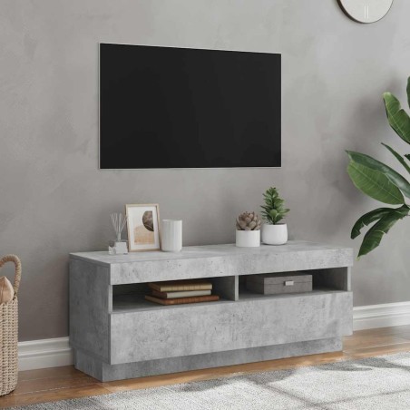 Meuble TV avec lumières LED gris béton 100x35x40 cm 613993613993