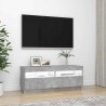 Meuble TV avec lumières LED gris béton 100x35x40 cm 613993613993