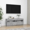 Meuble TV avec lumières LED gris béton 100x35x40 cm 613993613993