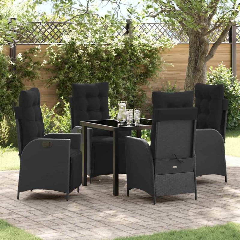 Ensemble de salle à manger pour jardin 5 pcs Noir polyrotin 613994613994