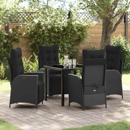 Ensemble de salle à manger pour jardin 5 pcs Noir polyrotin 613994613994
