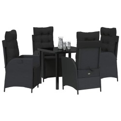 Ensemble de salle à manger pour jardin 5 pcs Noir polyrotin 613994613994