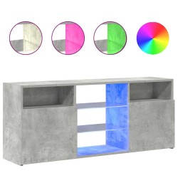 Meuble TV avec lumières LED gris béton 120x30x50 cm 613997613997